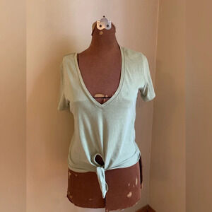 Zara tie front cropped t shirt